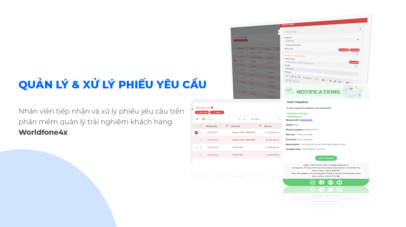 quản lý phiếu yêu cầu worldfone4x