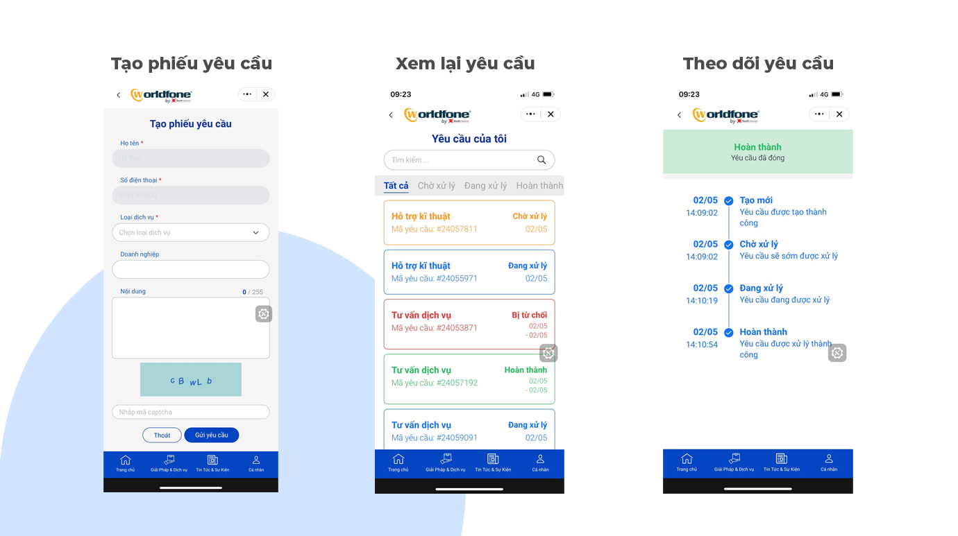 theo dõi phiếu yêu cầu trên Zalo Mini App